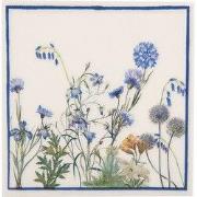 Clayre & Eef Servetten Papier Set van 20 33x33 cm Wit Blauw Bloemen