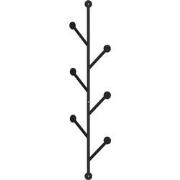 Verticale wandkapstok met 6 haken in zwart metaal H94 cm  PONPON