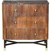 Sidetable Bruin Mangohout - Zwart Marmer - 75cm - Japandi