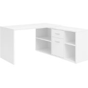 Hoekbureau met moduleerbaar bureau, ladekast en opbergplanken - Lex