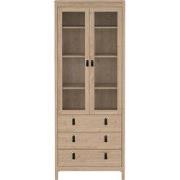 Vitrinekast met 2 omlijste glazen deuren en 3 lades H199 cm  BARCELONE