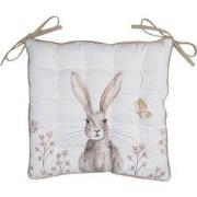 Clayre & Eef Stoelkussen Foam  40x40 cm Wit Bruin Katoen Vierkant Koni...
