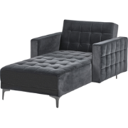 Beliani ABERDEEN - Chaise longue-Zwart-Fluweel