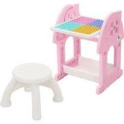 Kinderzitgroep 2 in 1 speeltafel met tafel en stoelenset, HDPE, wit-ro...