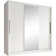 Meubella - Kledingkast Alcamo - Wit - 205 cm - Met spiegel
