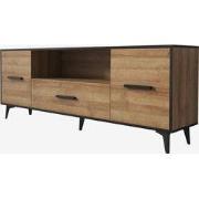 Meubella - TV-Meubel Frey - Licht eiken - Zwart - 179 cm