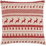 Clayre & Eef Kussenhoes  40x40 cm Rood Katoen Vierkant Rendieren Sierk...