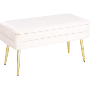 Beliani DURHAM - Bedbank-Wit-Fluweel