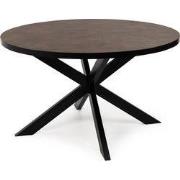 Stalux Ronde eettafel 'Daan' 135cm, kleur zwart / lederlook bruin