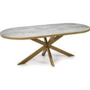 Stalux Plat ovale eettafel 'Noud' 210 x 100, kleur goud / beton