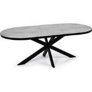 Stalux Plat ovale eettafel 'Noud' 180 x 100, kleur zwart / beton
