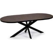Stalux Plat ovale eettafel 'Noud' 180 x 100, kleur zwart / lederlook b...