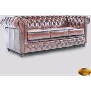 Chesterfield 3-zits bank Brighton FT Antiek Bruin