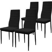 Eetkamerstoelen set van 4, kunstlederen bekleding, zwart, gestoffeerde...
