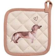 Clayre & Eef Pannenlap  20x20 cm Beige Katoen Vierkant Teckel Afgiet P...