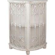 Clayre & Eef Wandkast  81x32x103 cm Wit Hout Ijzer Halfrond Opbergkast