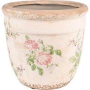 Clayre & Eef Bloempot  Ø 18x17 cm Roze Beige Keramiek Rond Bloemen Blo...