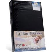 H&D Dubbel Jersey Hoeslaken - Zwart Eenpersoons 90x200cm - 100% Katoen...