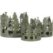 Clayre & Eef Decoratie Beeld Set van 3 Huis Ø 15 / Ø 12 /Ø 10 cm Groen...