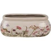 Clayre & Eef Bloempot  18x8x7 cm Roze Beige Keramiek Ovaal Bloemen Blo...