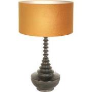 Anne Lighting - tafellamp - Bois - zwart - hout velours stof - Ø 40cm ...