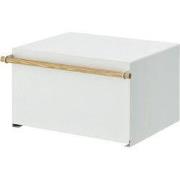Witte opbergdoos met houten handvat - L43 cm