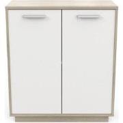 Buffet met 2 deuren, hout- en witdecor, L78 cm - Léo