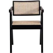 Lot de 2 fauteuils bridge noir et rotin - VILLA