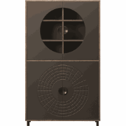 Hoog dressoir met 4 deuren, waarvan 2 met gehard glas H163 cm - FUSION