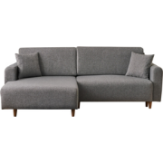 Hoekbank met slaapfunctie en linkse chaise longue in stof L246 cm - MA...