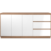 Dressoir met 3 deuren en 3 lades, decor hoogglans wit en artisan eik, ...