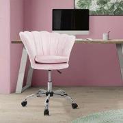 Bureaustoel met wielen en rugleuning schelpdesign 68x68 cm lichtroze f...