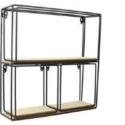 Planken 4 stuks hout en metaal - H38 cm
