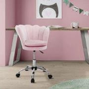 Bureaustoel met wielen en rugleuning schelpdesign 55x60 cm lichtroze f...