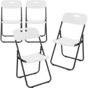 Set van 4 balkonstoelen opvouwbaar kunststof wit bistrostoel tuinstoel