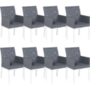 BACOLI  - Tuinstoel set van 8 - Donkergrijs - Polyester