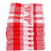 Twentse Damast Keukendoekenset - 6 stuks - Schaatsen Rood