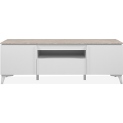 TV-meubel met 2 deuren, 1 lade en 1 open vak, decor travertin en wit, ...