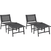 MARCEDDI -Tuinstoel met voetenbank set van 2 - Zwart - Textileen