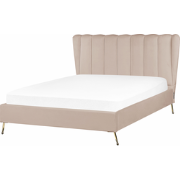 MIRIBEL - Tweepersoonsbed - Taupe - 140x200 -  Fluweel