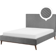BAYONNE  - Tweepersoonsbed - Lichtgrijs - 140 x 200 cm - Fluweel