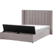 NOYERS  - Bed met opbergruimte - Grijs - 140 x 200 cm - Fluweel