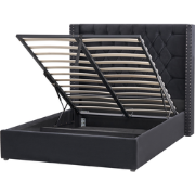 LUBBON - Bed met opbergruimte - Zwart - 140 x 200 cm - Fluweel