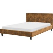 FITOU  - Tweepersoonsbed - Bruin - 140 x 200 cm - Kunstleer