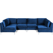 EVJA - Hoekbank 6-zits - Marineblauw - Fluweel