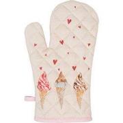 Clayre & Eef Ovenwant  18x30 cm Beige Roze Katoen Ijsjes Ovenhandschoe...