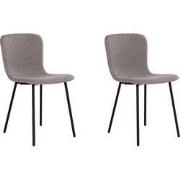 QUVIO Eetkamerstoelen Logan - Polyester - Staal - Lichtgrijs - Set van...