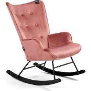 Aemely® Schommelstoel 'Steerne' - Roze Velvet, Zwart Hout