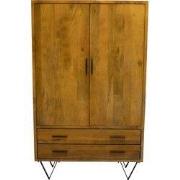 Kast Donkerbruin Mangohout - 110x40x180 - Metaal - Ubud - Giga Meubel
