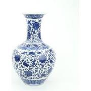 Fine Asianliving Chinese Vaas Porselein Lotus Blauw Wit D21xH33cm